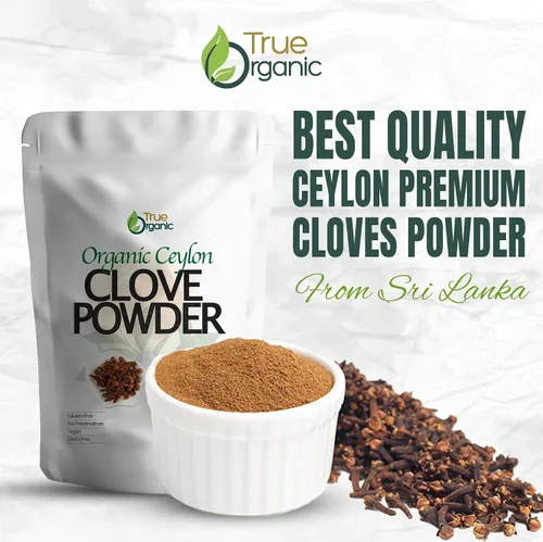 Vista 3 de True Organic Clavo molido de Ceilán, 3.5 onzas, polvo de clavo orgánico USDA orgánico y certificado Kosher, sin OMG, clavo molido fresco, Ceilán