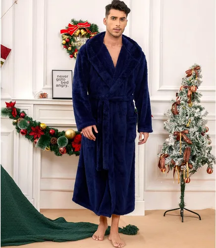 Vista 3 de Vulcanodon Bata para hombre con capucha, bata de baño de forro polar para hombre