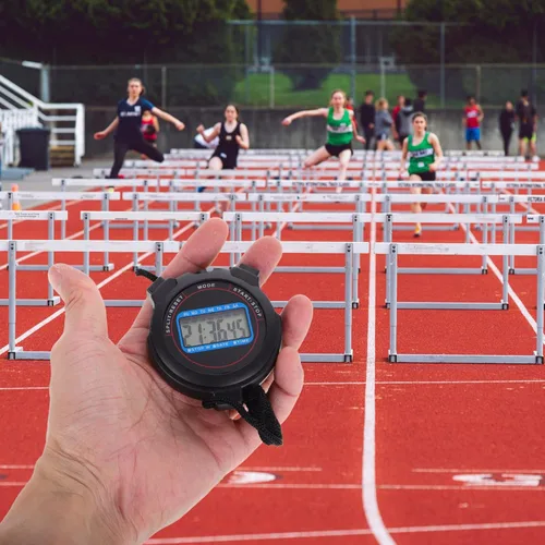 Vista 6 de DECHOUS Digital Stopwatch with Date Display Lightweight Portable Timer for Swimming Running Yoga Training Sports Timer for Coaches Black