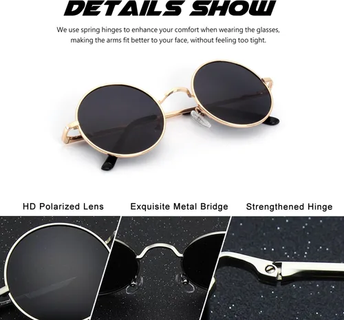 Vista 10 de CGID Gafas de sol unisex polarizadas redondas E01 Lennon