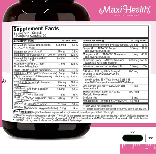 Vista 3 de Maxi Health - Vitaminas prenatales metil prenatales DHA para mujeres, formuladas por médicos, kosher, multivitamínico prenatal sin gluten con 25