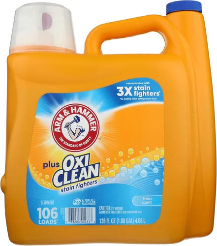 Vista 16 de ARM & HAMMER Plus OxiClean Ultra Stain Fighters - Detergente líquido para ropa Removedor de manchas para ropa, aroma a prado limpio, 74 cargas