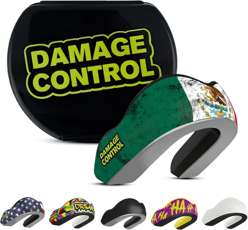 Vista 33 de DAMAGE CONTROL Protector bucal deportivo de impacto extremo con estuche Boil & Bite Fit, almohadillas absorbentes de golpes, funda ventilada