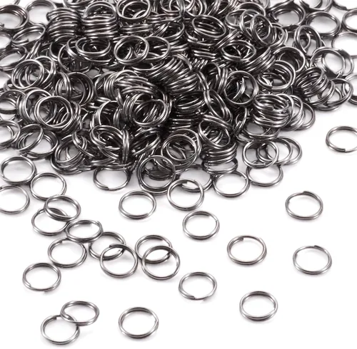 Vista 7 de Craftdady 580 llaveros redondos negros divididos de 0.27 pulgadas, anillos planos de metal de 1/4 pulgadas, conectores para llaveros, joyería