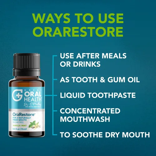 Vista 4 de OraRestore - Tratamiento para el mal aliento para adultos Halitosis: concentrado de enjuague oral formulado por dentistas, aceite dental líquido