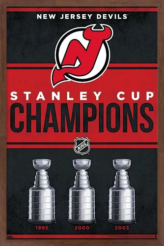 Vista 10 de Trends International NHL New Jersey Devils - Póster de pared Champions 23, 14.72 x 22.37 pulgadas, versión enmarcada de madera de granero