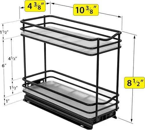 Vista 6 de LYNK PROFESSIONAL® Organizador de especiero extraíble para el interior de armarios de cocina - 4-3/8 pulgadas de ancho - Cajón deslizable - Estantes
