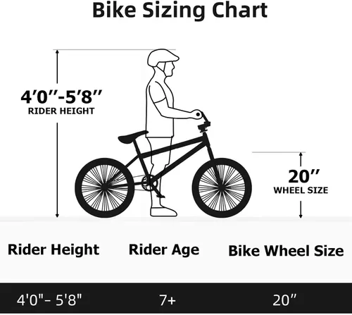 Vista 7 de WEIZE Freestyle BMX Bike 20 inch Trick Bicycle Negro