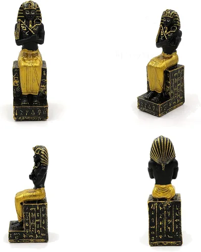 Vista 5 de Faraón del Antiguo Egipto para acuario, decoración de pecera, decoración (juego de 3) Esfinge, momia, sacerdote, cráneo, escultura, reptil, tortuga