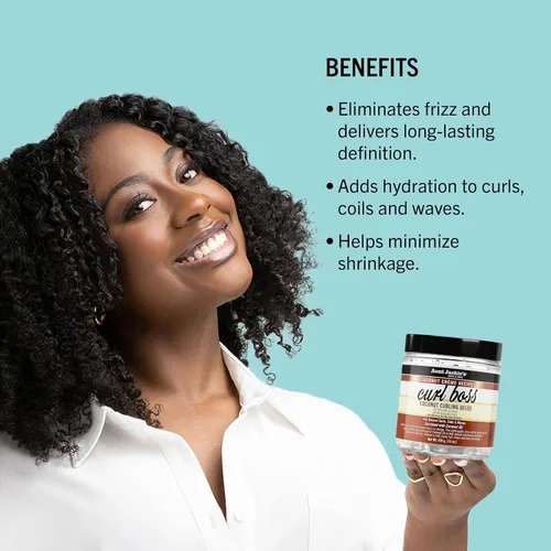 Vista 4 de Aunt Jackie's Coconut Crème Recipes Curl Boss Gel de pelo rizado de coco para rizos naturales, bobinas y ondas, 15 onzas