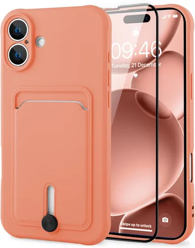 Vista 49 de MZELQ Cartera de TPU Compatible con Funda iPhone 12, Portarjetas Protección de Cámara Cubierta + Protector de Pantalla, Ranura Empujable para Niñas
