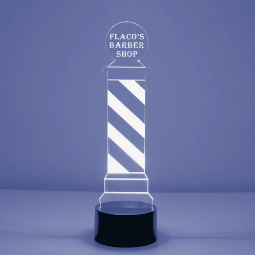 Vista 2 de Luz de noche personalizada para barbería con letrero LED de poste de barbero con mando a distancia, pantalla iluminada con nombre o imagen Peluquero