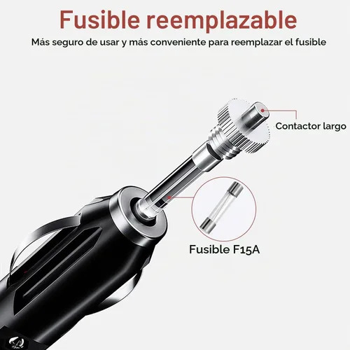 Vista 6 de Adaptador de enchufe macho para encendedor de cigarrillos, cable de alimentación de 12 V/24 V, 3 pies, 16 AWG con luz LED para inversor