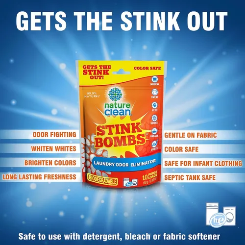 Vista 4 de Nature Clean Stink Bomb Removedor de Olores Pacs para lavandería, 10