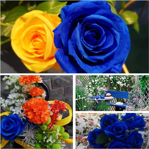 Vista 5 de AnotherGifts Ramo de flores artificiales de seda, flores artificiales de seda, tallos largos, para arreglos de boda, centro de mesa, fiesta, hogar