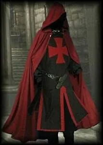 Vista 4 de ARTIZANSTORE Medieval Templar Knight Crusader Surcoat & Capa Recreación LARP Negro, Rojo