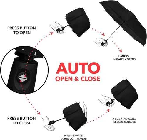 Vista 5 de Repel Umbrella The Original Portable Travel Umbrella - Umbrellas for Rain Windproof, Strong Compact Umbrella for Wind and Rain, Perfect Car