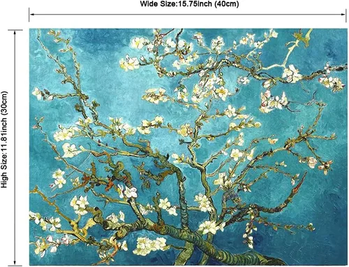 Vista 5 de Pyradecor Modernas pinturas al óleo famosas de flor de almendra, impresiones en lienzo de Van Gogh, cuadros florales sobre lienzo, arte de pared