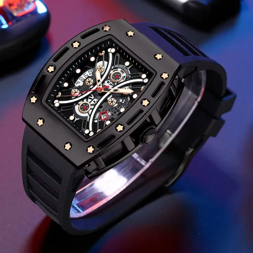 Vista 2 de MF MINI FOCUS Watch Wristwatch Fashion Hollow Big Dial Luminous Waterproof Sport Analog Quartz Business Mens Watches Silicon Strap Dress Watch