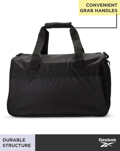 Vista 5 de Reebok Bolsa de lona - Warrior II Sports Gym Bag - Ligero de mano en el fin de semana equipaje nocturno para viajes, playa, yoga, negro rosa dorado