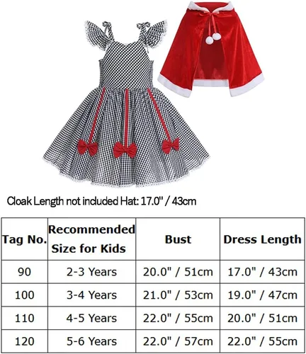 Vista 7 de OBEEII Vestido de Navidad para niños, niñas y mujeres, vestido de fiesta a cuadros y capa de terciopelo a juego para mamá y yo