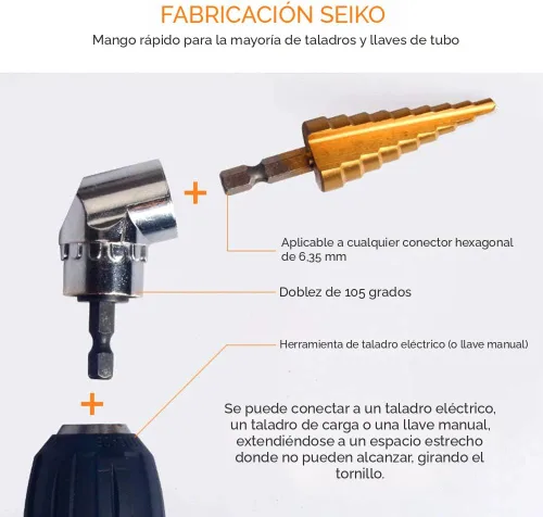 Vista 7 de CIGOTU Juego de extensión de adaptador de llaves de mano de grado de impacto, 3 piezas de 1/4 3/8 1/2 pulgadas con vástago hexagonal + accesorio