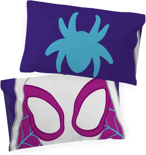 Vista 4 de Jay Franco Marvel Spidey & His Amazing Friends Ghost Spider Gwen, 1 funda de almohada reversible individual, ropa de cama súper suave para niños