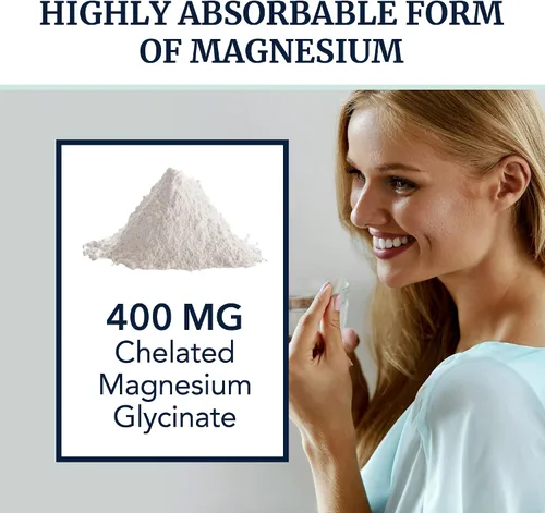 Vista 5 de Glicinato de magnesio 400 mg (120 unidades) y citrato de magnesio 500 mg (60 unidades) Alta absorción, calma, relajación, digestión y apoyo