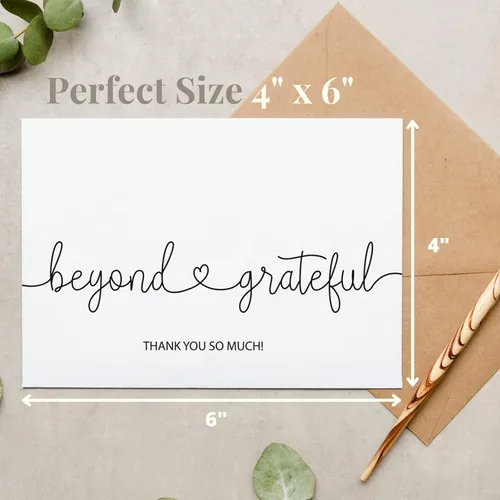 Vista 3 de Tarjetas de agradecimiento Beyond Grateful - Paquete a granel de 20 con sobres Kraft y pegatinas, 4 x 6 pulgadas de aspecto profesional, adecuadas