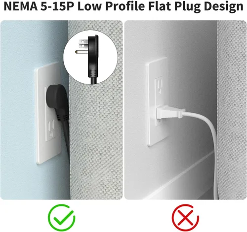 Vista 6 de FIRMERST Cable de extensión de enchufe plano de 10 pies 1875 W 14 AWG negro 15A