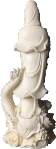 Vista 6 de Estatua de Quan Yin de pie en dragón, Kwan Yin Misericordia Diosa china Feng Shui Escultura Diosa asiática Mujer Buda Budista Decoración