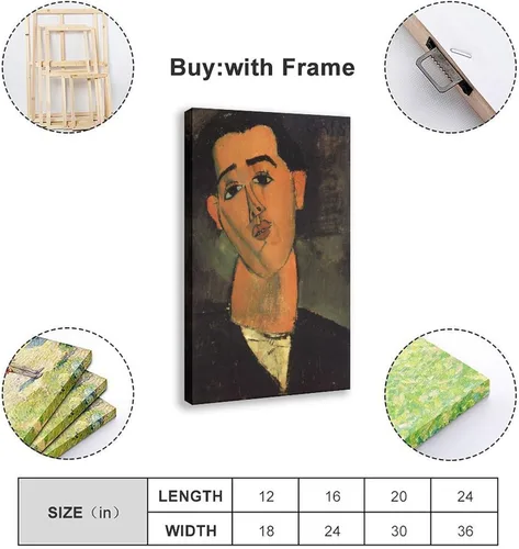 Vista 2 de DUYIGCR Juan Gris Portrait of Juan Gris Poster for Room Aesthetics Canvas Wall Art Poster And Print Frame-style 12x18inch(30x45cm)