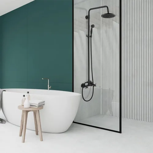 Vista 8 de Sistema de ducha de tubo expuesto de doble función, redondo, cabezal de ducha de lluvia de 8 pulgadas, juego combinado de accesorios de latón