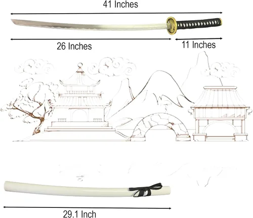 Vista 2 de Hell's Paradise - Espadas de anime para cosplay de 41 pulgadas, espada Katana Samurai hecha a mano, hoja de acero inoxidable real