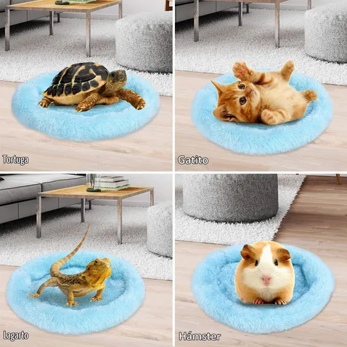 Vista 6 de FEBSNOW Cama de conejillo de indias y hámster para animales pequeños con cepillo removedor de pelo Azul