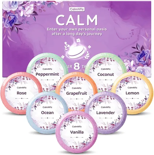 Vista 5 de CalmNFiz Vapores de ducha 8 aromas, bombas de ducha y baño con fragancias orgánicas y naturales para adolescentes y adultos, regalo de cumpleaños