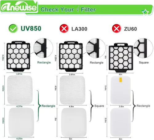 Vista 3 de Anewise Piezas de repuesto de cepillo, filtro y correa para Shark UV850 Performance Lift-Away ADV DuoClean PowerFins aspiradora vertical, 1 rollo
