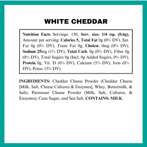 Vista 3 de Condimento para palomitas de maíz cheddar blanco, sin OMG y sin gluten, vegetariano, palomitas gourmet reales, condimento de palomitas de maíz bajas