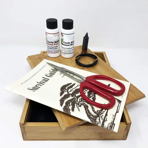 Vista 2 de Kit de herramientas de bonsái para principiantes, guía de supervivencia + juego incluye: tijeras de podar de mariposa, fertilizante de botella