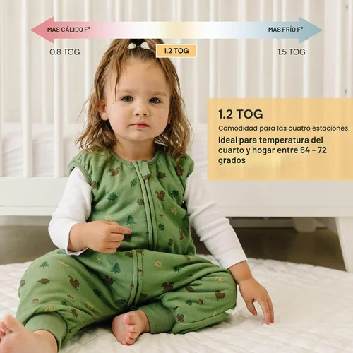 Vista 4 de Dreamsuit: Toddler Sleep Sack with Legs, Rayon Made from Bamboo Bosque