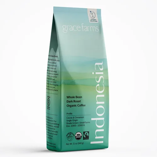 Vista 8 de Grace Farms, Café orgánico de grano entero, tostado medio ligero de Etiopía de origen único, bolsa de 12 onzas, 1 unidad Notas de avena tostada