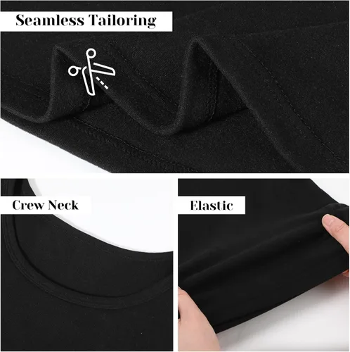 Vista 5 de 3 piezas de camisetas térmicas sin mangas para mujer, ropa interior de forro polar, suave, sin mangas, chaleco de capa base cálida