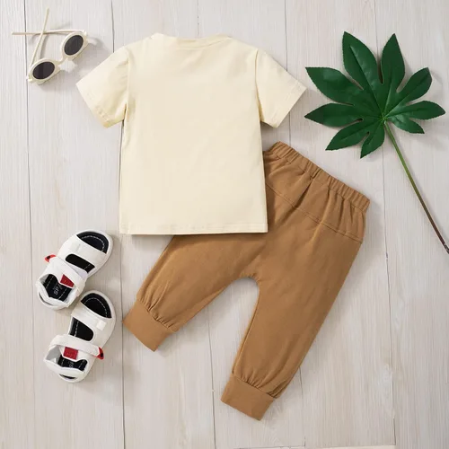 Vista 7 de Pudcoco Conjunto de camiseta de manga corta con letras y pantalones largos sólidos para el verano