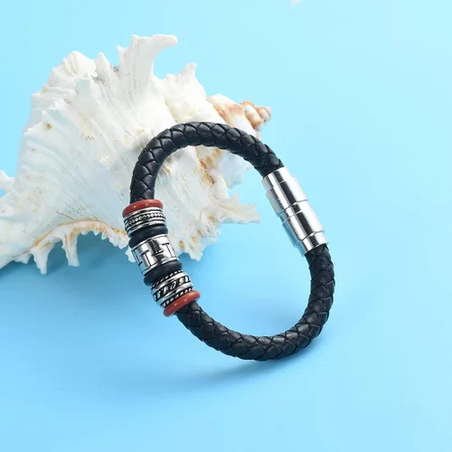 Vista 5 de Oinsi Pulsera trenzada de cuero auténtico, joyería de cremación para cenizas para hombres y mujeres, pulsera de urna conmemorativa de recuerdo