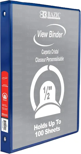 Vista 33 de BAZIC Products Carpeta organizadora de 3 anillas de 1/2 pulgada con vista económica, color negro, anillo redondo, capacidad para 100 hojas de papel