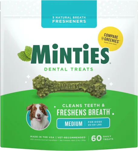 Vista 22 de Minties VetIQ - Golosinas dentales en hueso para perros, masticables dentales para perros medianos a grandes (más de 40 libras), 40