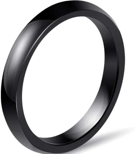 Vista 2 de Paquete de dos anillos apilables de cerámica pulida en blanco y negro de 0.118 in