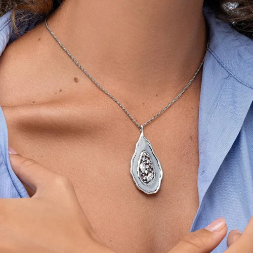 Vista 2 de JEAN RACHEL JEWELRY Collar de plata de ley 925 con circonita cúbica en forma de marquesa con circonita cúbica, hipoalergénico, níquel y sin plomo