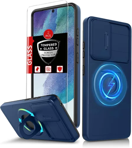 Vista 57 de Funda para Samsung Galaxy S21 FE con 2 protectores de pantalla de vidrio templado, funda con función atril para Samsung Galaxy S21FE con cubierta