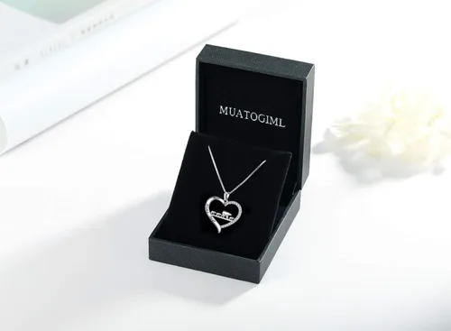 Vista 7 de MUATOGIML Collar de plata de ley 925 con colgante de corazón para mamá, oso, panda, elefante, perezoso, collares de animales para madre, hijo, hija